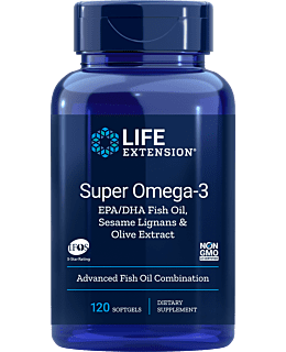 Super omega-3 EPK/DHK ribje olje, sezamovi lignani & izvleček oljk, 120 kps
