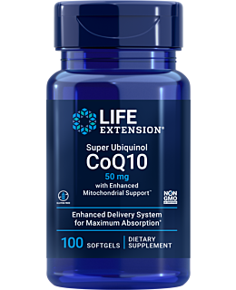 Super ubikinol CoQ10 z okrepljeno podporo mitohondrijem™, 50 mg